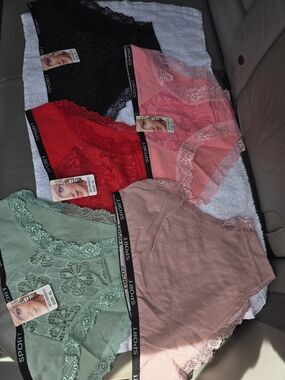 Panties Sporto Lace-Trim High-Rise Briefs in Black, Red, Pink, Sage, Mauve